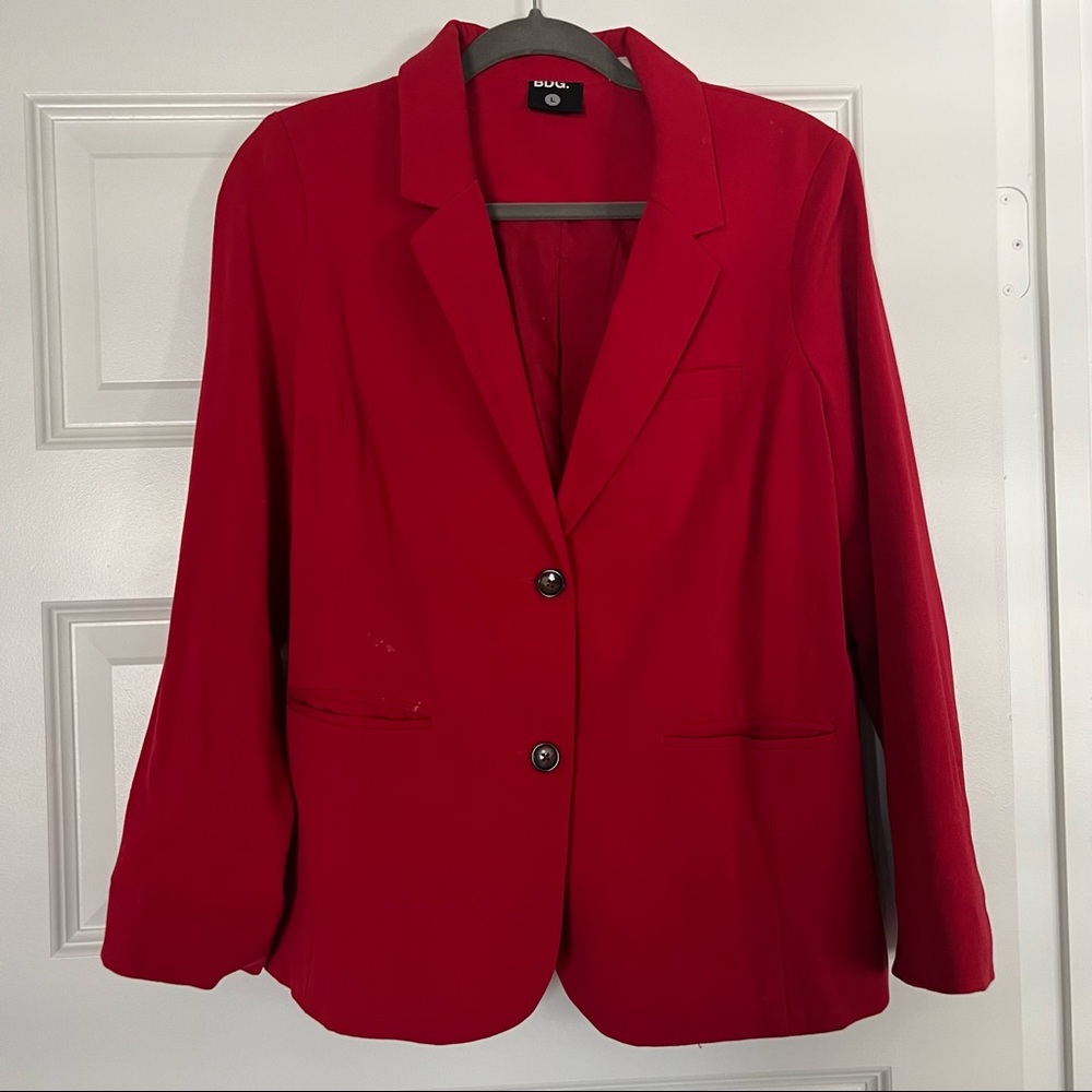 BDG Solid Red Long Sleeve Blazer Jacket